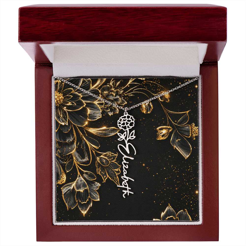 Personalized Birth Flower Name Necklace | Custom Floral Gifts