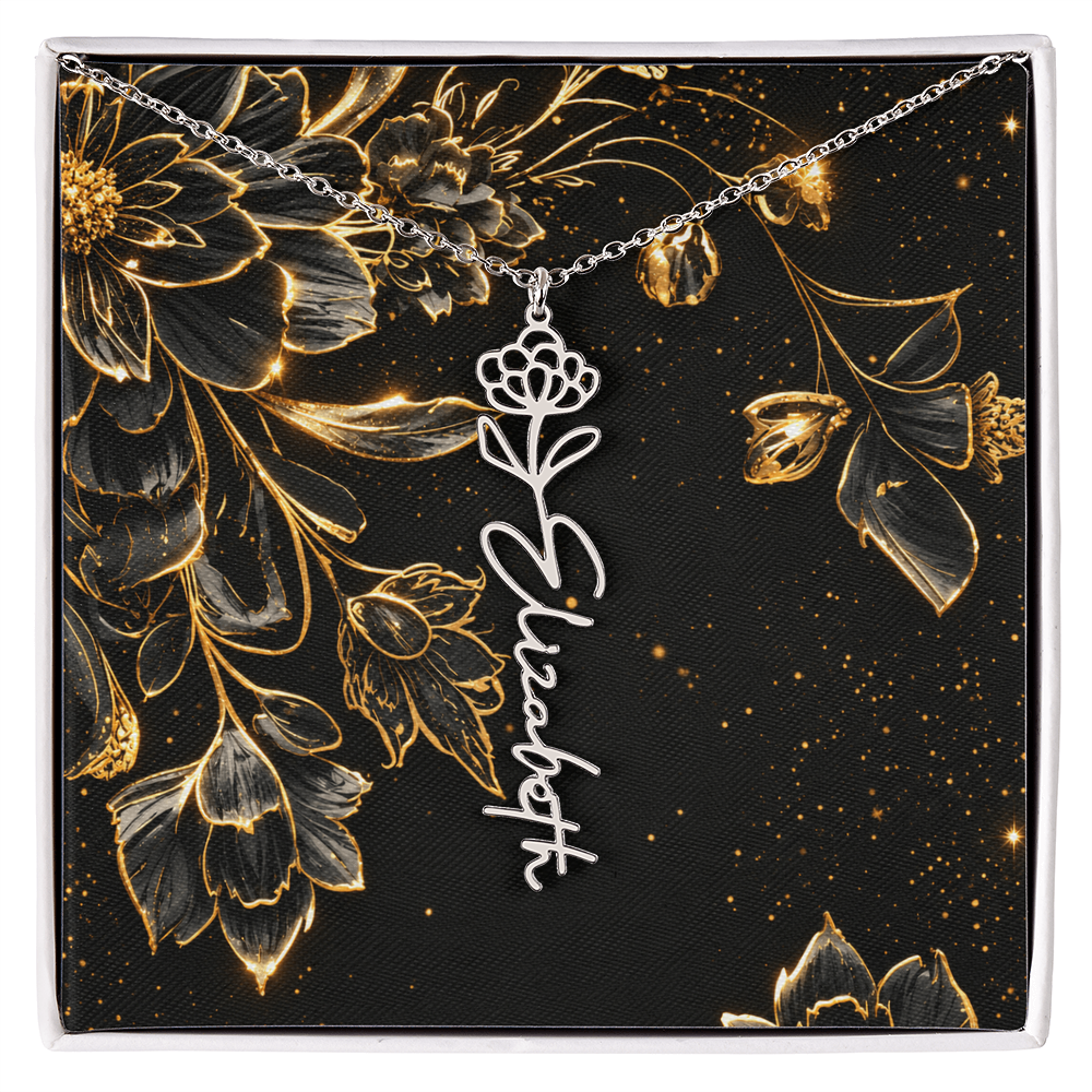 Personalized Birth Flower Name Necklace | Custom Floral Gifts