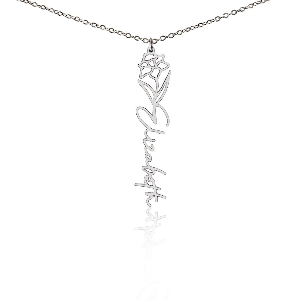 Flower Birth Month Necklace - Custom Name (Free Box)