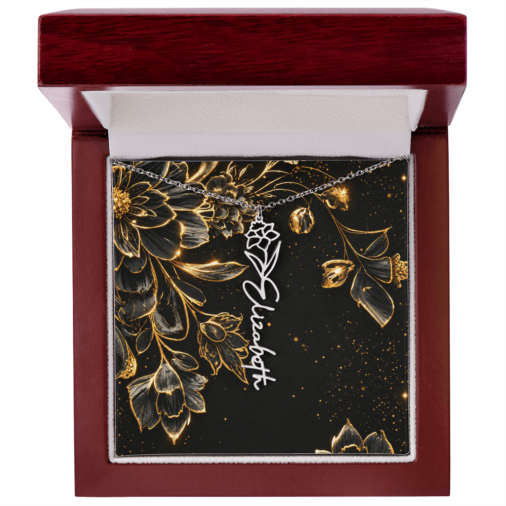 Personalized Birth Flower Name Necklace | Custom Floral Gifts