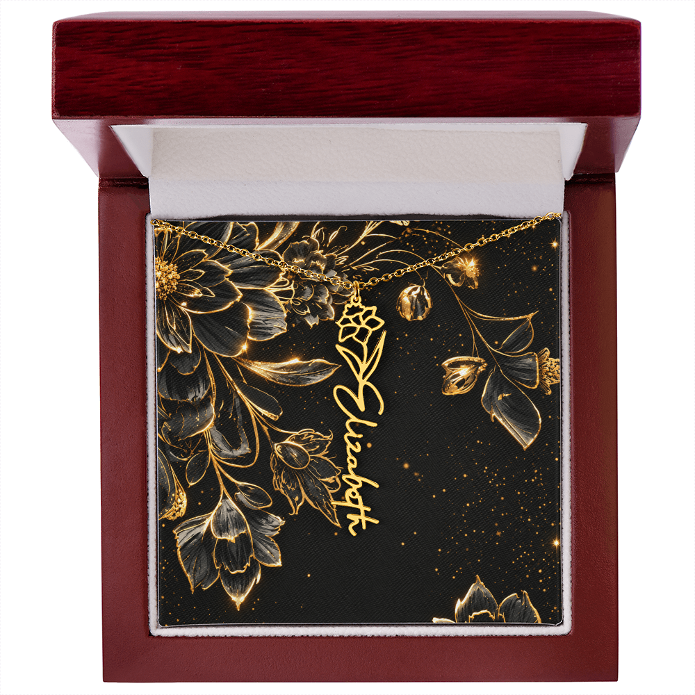Personalized Birth Flower Name Necklace | Custom Floral Gifts
