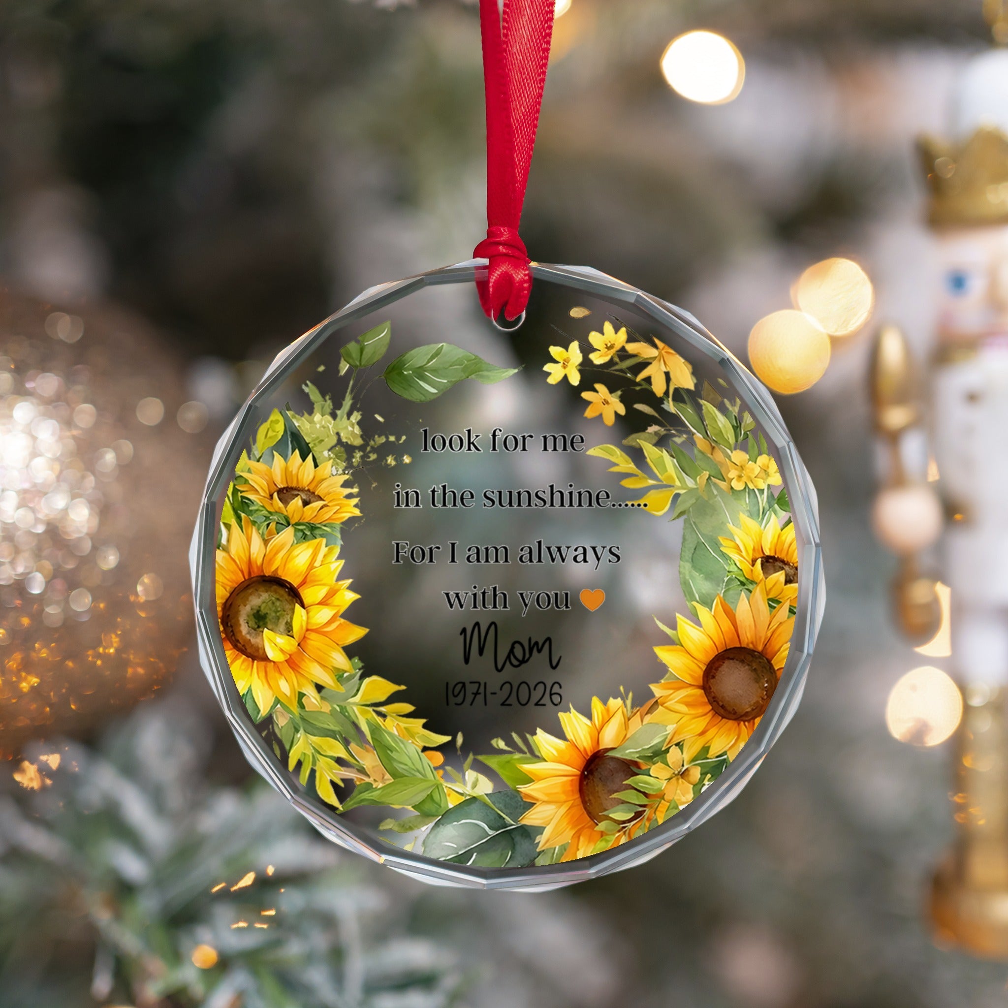 Memorial Ornament — Personalized Sunflower Remembrance Keepsake