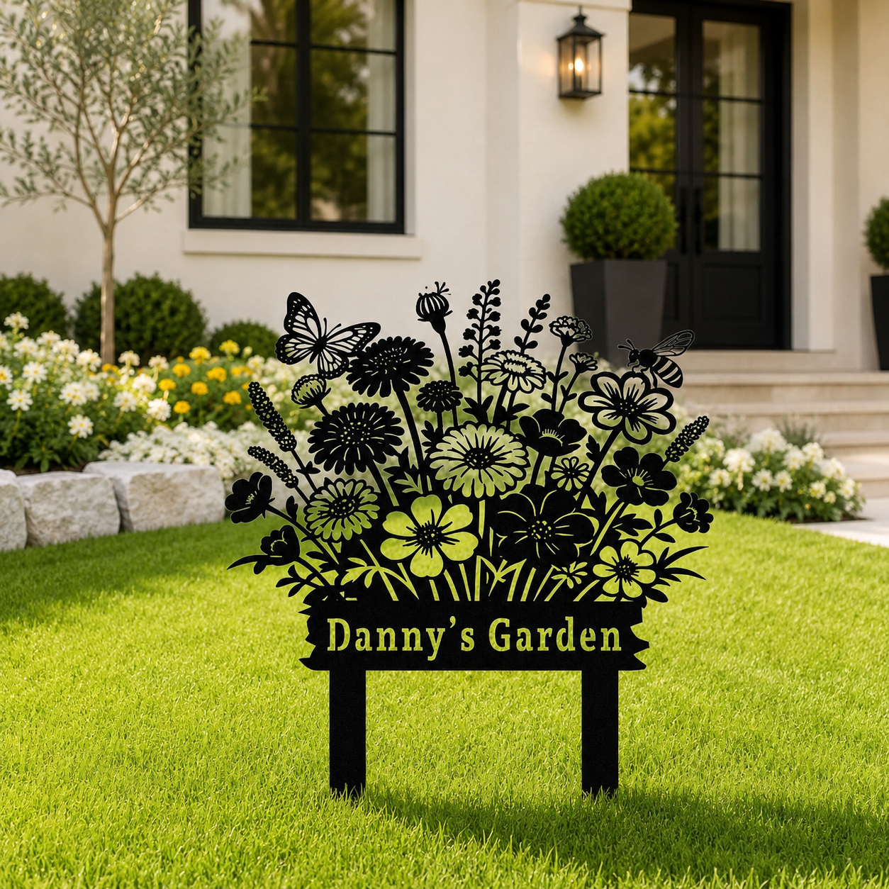 Personalized Wildflower Garden Sign, Custom Garden Name Stake