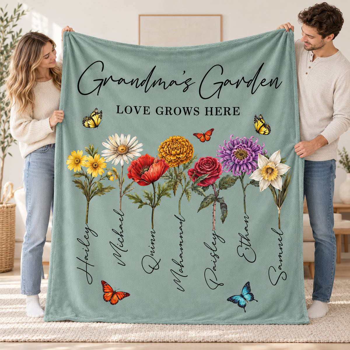 Grandma's Garden blanket size lifestyle view