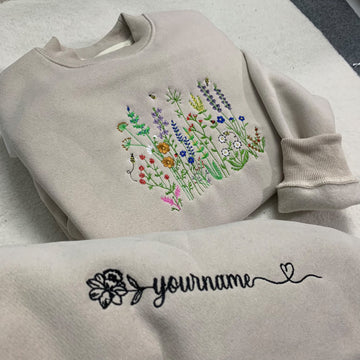Wildflower with Your Name Embroidered Sweatshirt