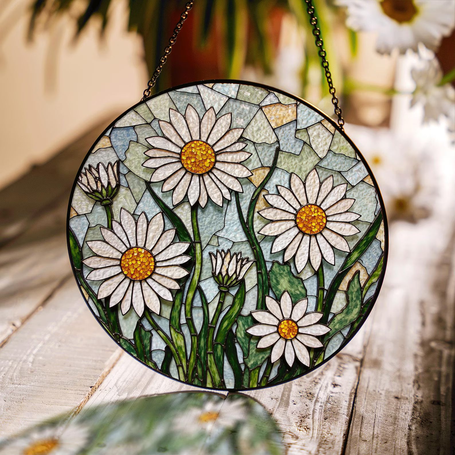 Daisy Stained Glass Suncatcher