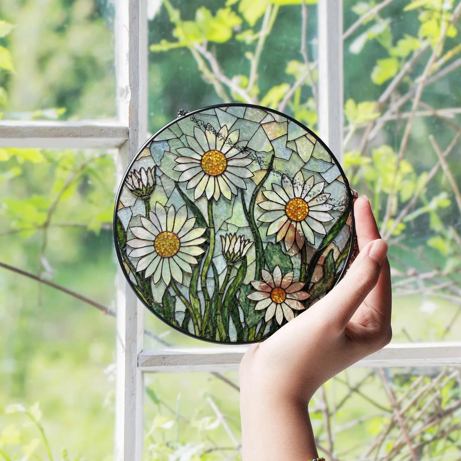 Daisy Stained Glass Suncatcher