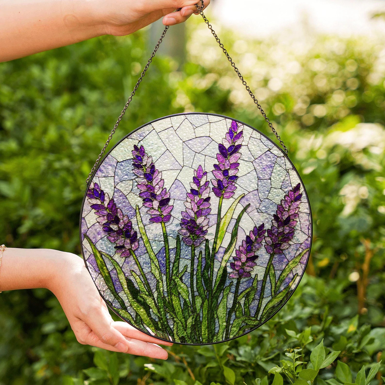 Lavender Flower Stained Glass Suncatcher
