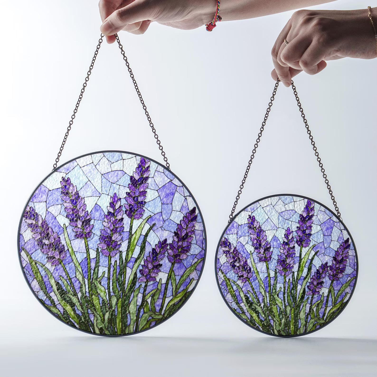 Lavender Flower Stained Glass Suncatcher