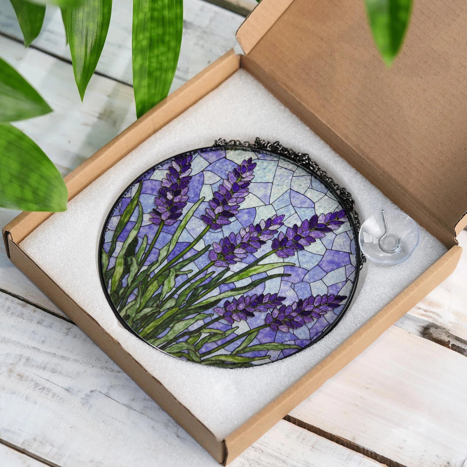 Lavender Flower Stained Glass Suncatcher