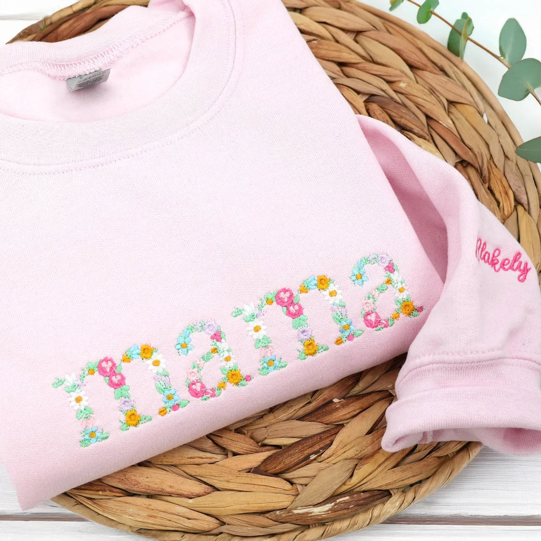 Custom Nana Floral Embroidered Sweatshirt