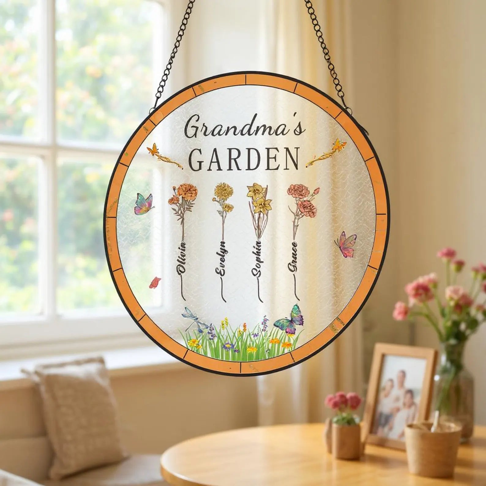 Custom Grandma's Garden Suncatcher