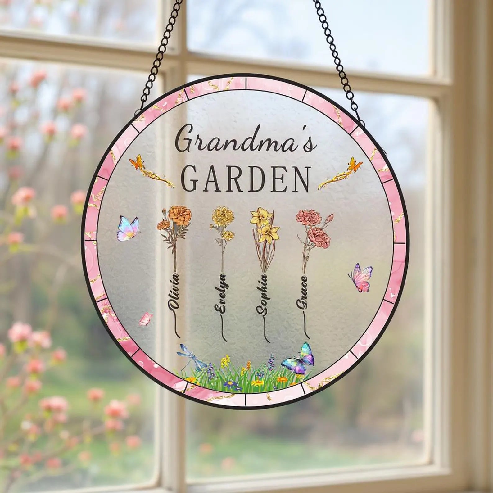 Custom Grandma's Garden Suncatcher