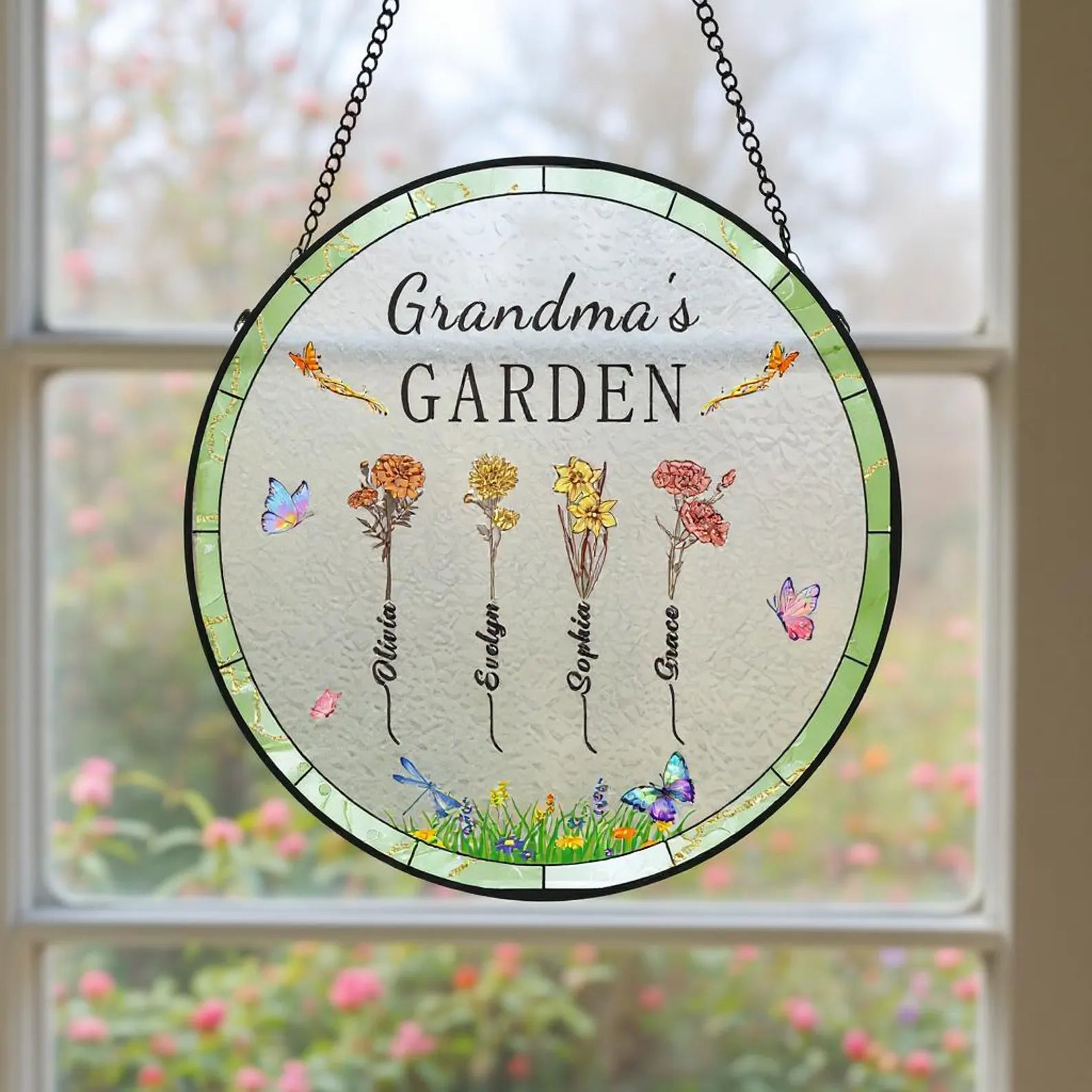 Custom Grandma's Garden Suncatcher