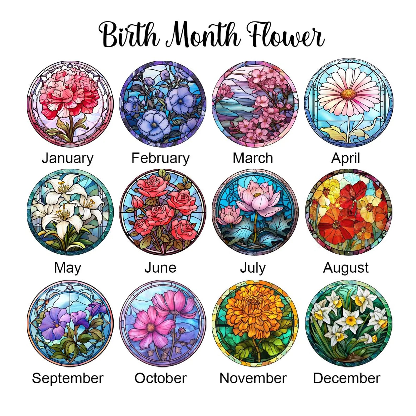 Personalized Birth Month Flower Suncatcher
