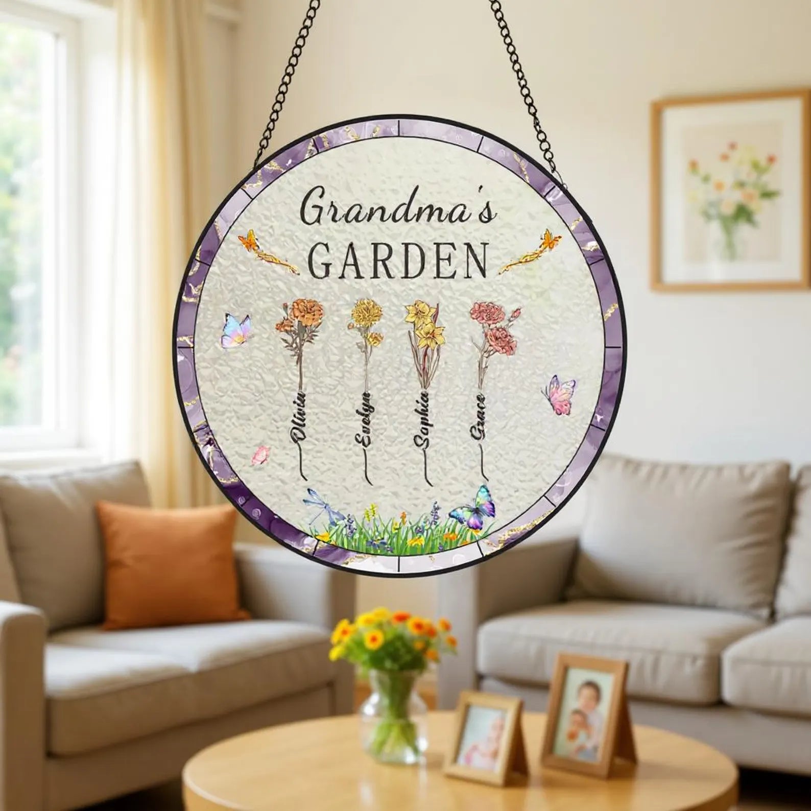 Custom Grandma's Garden Suncatcher