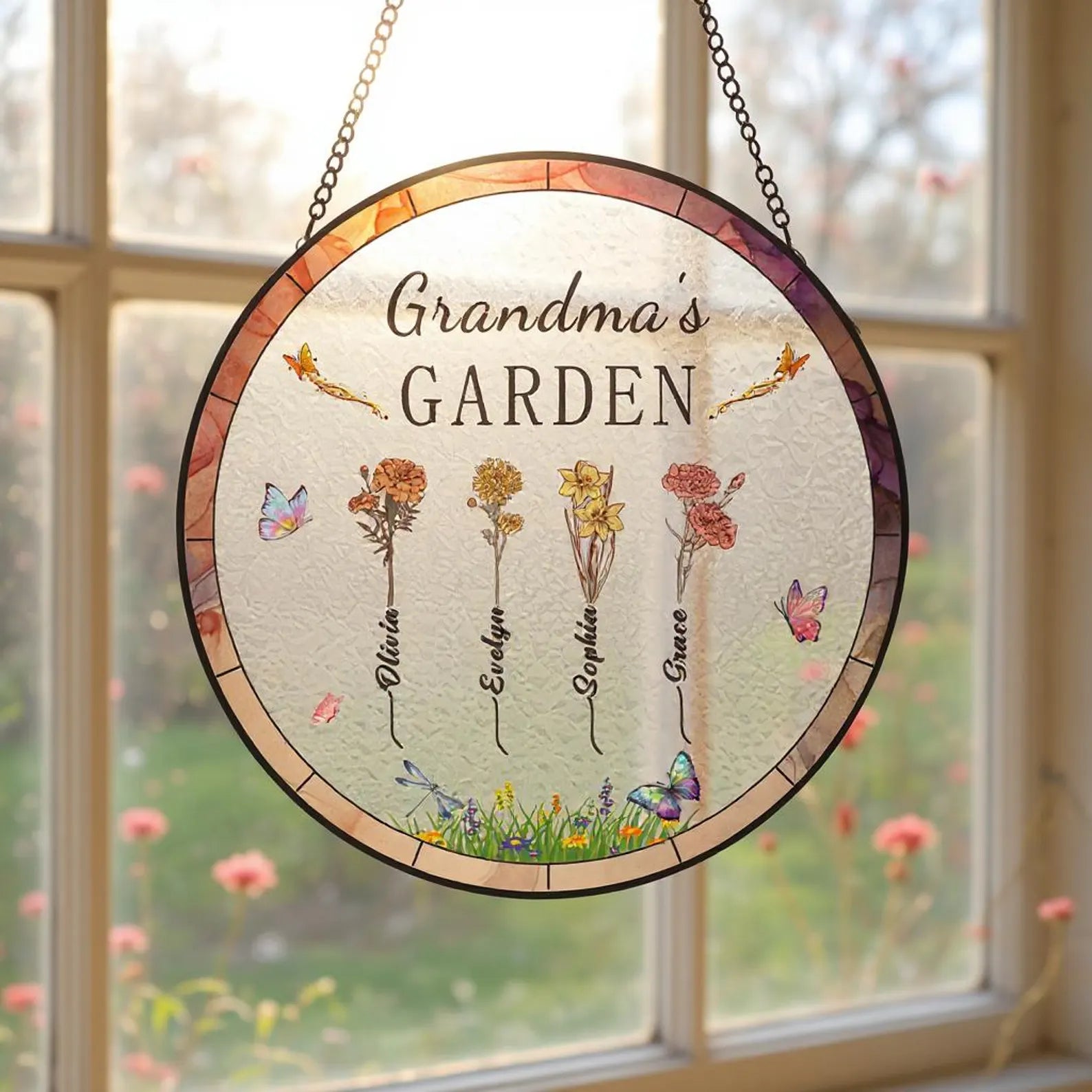 Custom Grandma's Garden Suncatcher