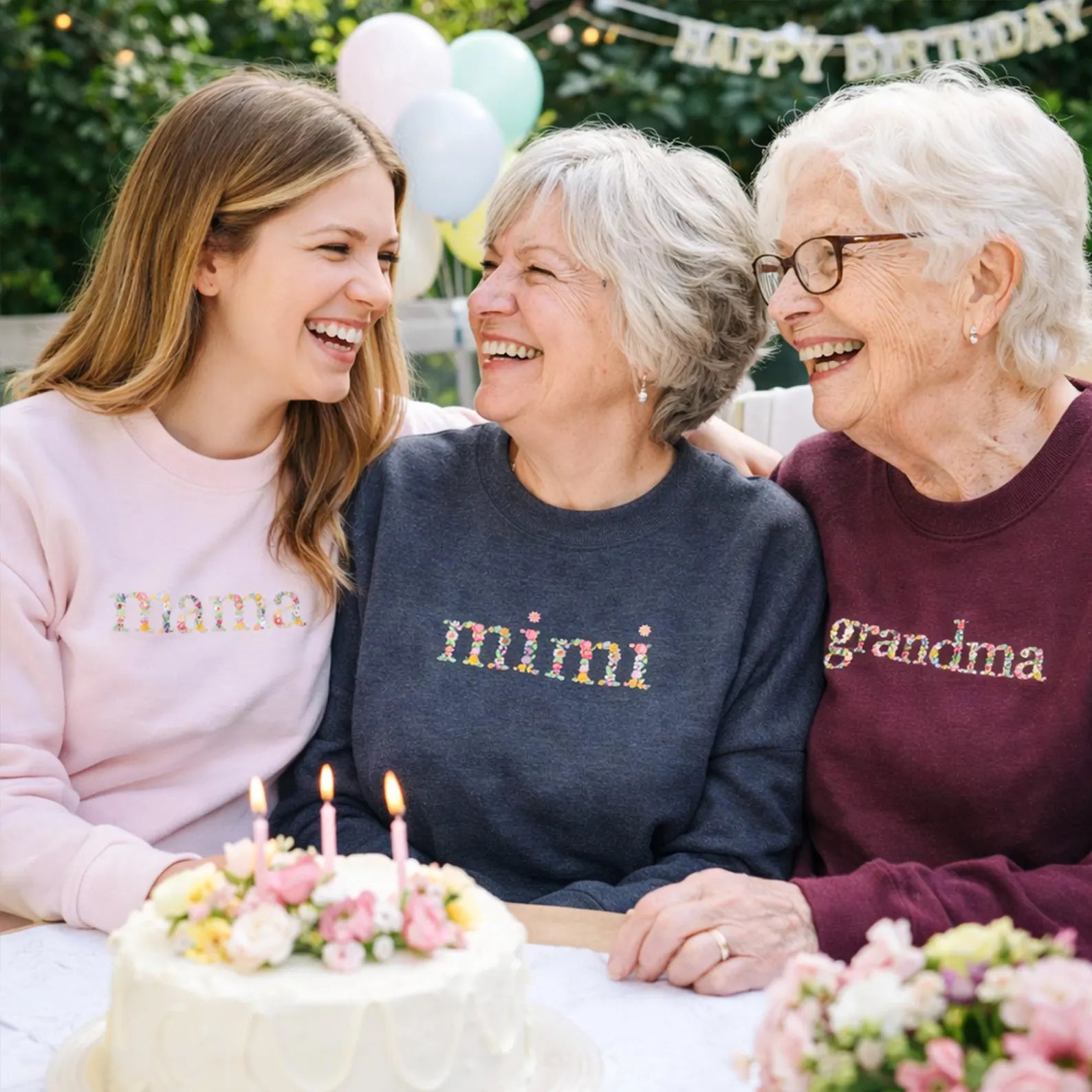 Custom Nana Floral Embroidered Sweatshirt