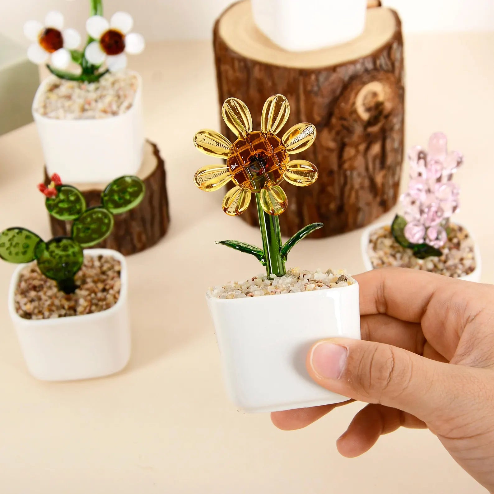 Handmade Glass Flower Pots