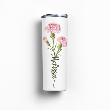 Personalized carnation tumbler with custom name