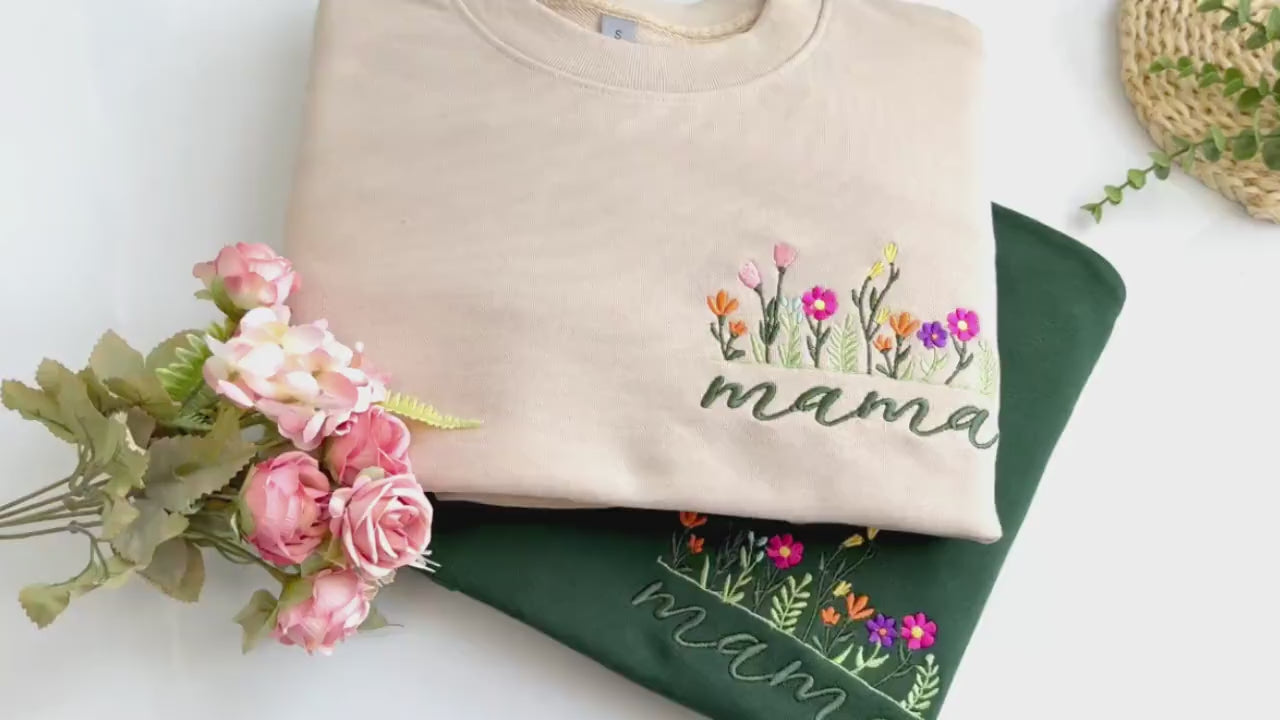 Custom Mama Embroidered Sweatshirt