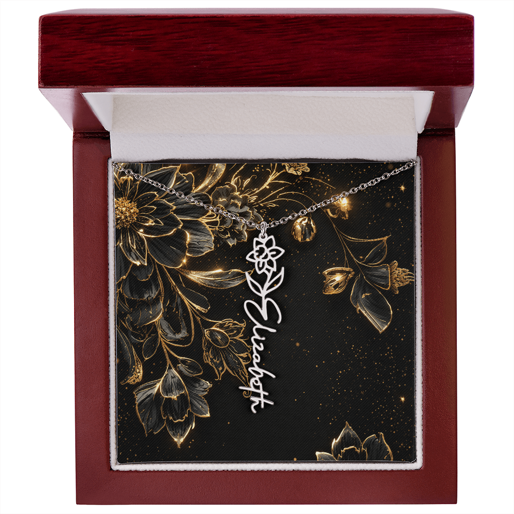 Personalized Birth Flower Name Necklace | Custom Floral Gifts - FREE STANDARD BOX