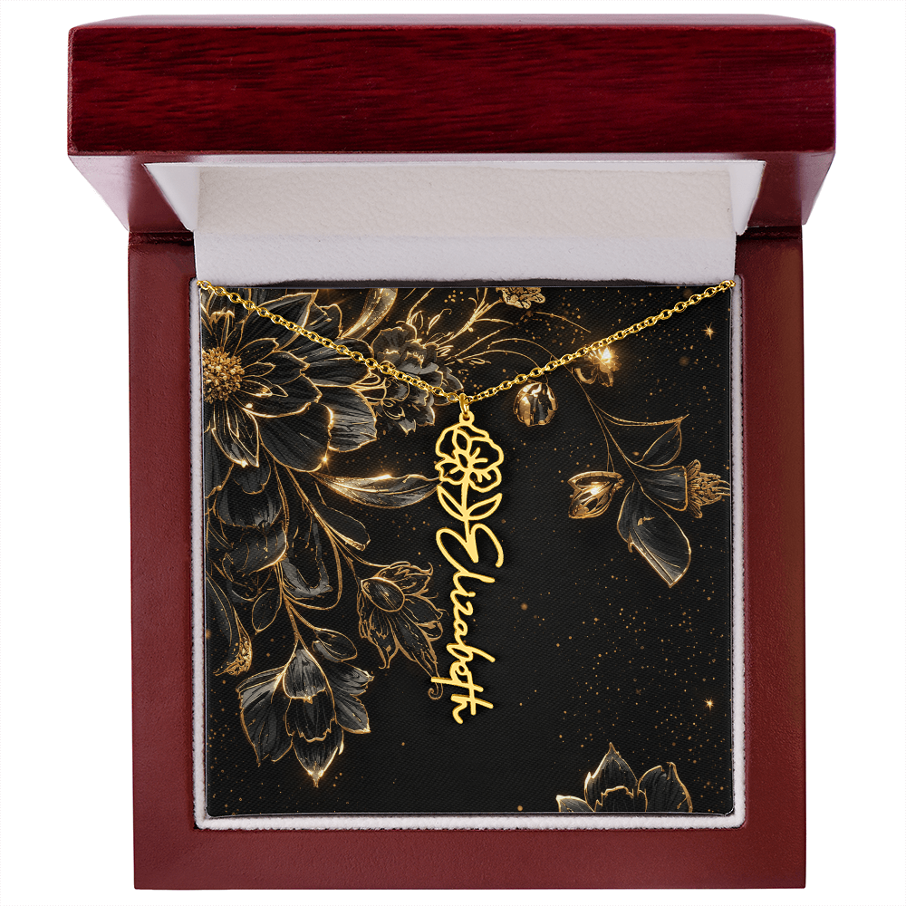 Personalized Birth Flower Name Necklace | Custom Floral Gifts - FREE STANDARD BOX